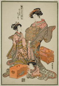 Oshu of the Yamaguchiya, fra serien "Models for Fashion: New Designs as Fresh as Young Leaves (Hinagata wakana no hatsu moyo)" af Isoda Koryusai