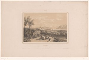 Udsigt over Lausanne Lausanne. Vue generale (titel på objekt) Ansigter i Schweiz (serietitel) Suisse (serietitel på objekt) af Isodore Laurent Deroy
