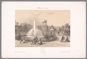 Zicht op de Place Napoléon te Lyon Lyons. Placer Napoleon (titel på objekt) Hedendaags Frankrijk (serietitel) Frankrig i dag (serietitel på objekt) af Isodore Laurent Deroy