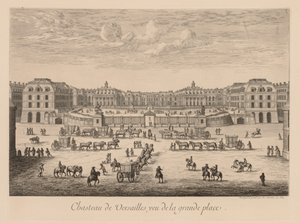 Udsigt over slottet i Versailles fra hovedtorvet af Israël Silvestre