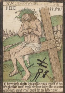 Album med tolv indgraveringer af lidenskaben, et træsnit af Kristus som manden o..., slutningen af det 15. århundrede. af Israhel van Meckenem