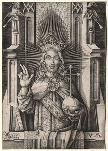 Kristus Forløseren Salvator Mundi, ca. 1490-1500. af Israhel van Meckenem