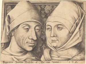 Dobbeltportræt af Israhel van Meckenem og hans kone Ida, ca. 1490. af Israhel van Meckenem