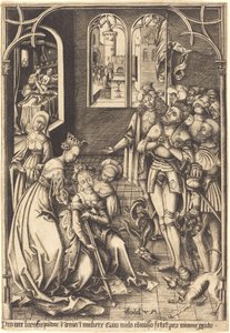 Lucretias død, ca. 15001503. af Israhel van Meckenem