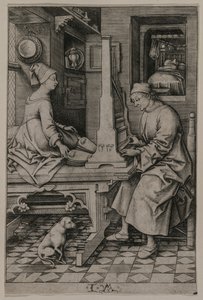 Orgelspilleren og hans hustru, 1495-1503. af Israhel van Meckenem