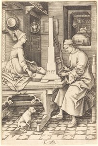 Orgelspilleren og hans hustru, ca. 14951503. af Israhel van Meckenem