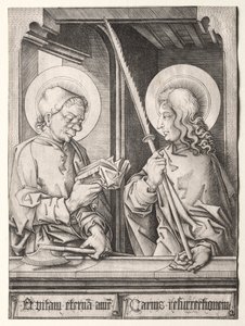 De tolv apostle ved gotiske vinduer: St. Matthias og St. Judas Thaddaeus af Israhel van Meckenem