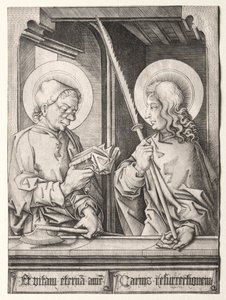 De tolv apostle ved gotiske vinduer: Sankt Matthias og Sankt Judas Thaddeus.