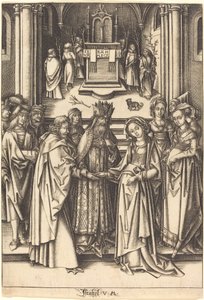 Jomfruens ægteskab af Israhel van Meckenem after Hans Holbein the Elder