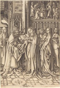 Præsentationen i templet af Israhel van Meckenem after Hans Holbein the Elder