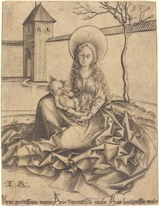 Jomfru og barn i en gårdhave af Israhel van Meckenem after Martin Schongauer