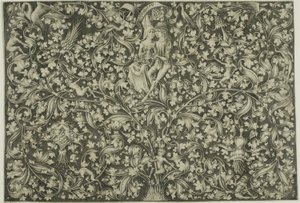 Ornamentalt panel med to elskende af Israhel van Meckenem the younger