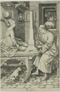Orgelspilleren og hans kone af Israhel van Meckenem the younger