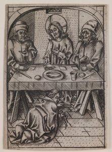 Maria Magdalena vasker Kristi fødder, ca. 1500 (kobberstik) af Israhel van the younger Meckenem