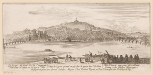 Udsigt over Lyon fra banken ved Celestine-klosteret Veue de Lyon quand on est sur les quais des Celestins (titel på objekt)
