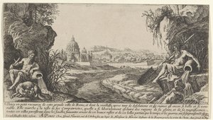 Udsigt over Rom med to flodguder Udsigt over Paris og Rom (serietitel) af Israël Silvestre