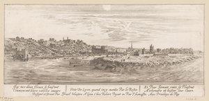 Udsigt fra Rhinen på Lyon Veue de Lyon quand on y monte par le Rosne (titel på objekt)