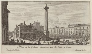 Place de la Colonne Antoniane rue du Cours i Rom af Israël Silvestre