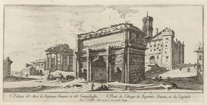 Veduta del Arco di Septimio Severus, et del Campidoglio af Israël Silvestre