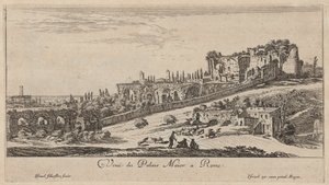Udsigt over Palazzo Maior i Rom af Israël Silvestre