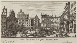 Udsigt over en del af Piazza Navona i Rom af Israël Silvestre