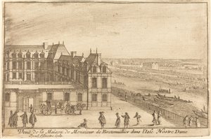 Udsigt over House of Monsieur de Bretonuiller i Isle Nostre Dame af Israël Silvestre