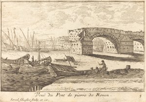 Udsigt over stenbroen i Rouen af Israël Silvestre