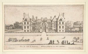 Udsigt over Chateau Liencourt: Forpladsen af Israël Silvestre