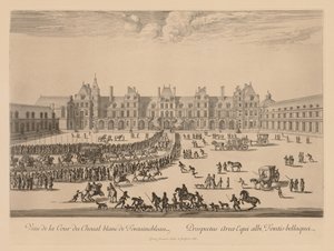 Udsigt over Cour du Cheval-Blanc i Fontainebleau, 1667. af Israël Silvestre
