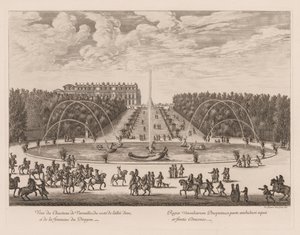 Udsigt over Château de Versailles, fra siden af ​​banen og Dragon-fontænen, 1676.