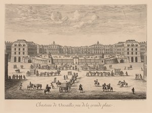 Udsigt over slottet i Versailles, set fra Grande Place