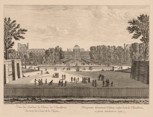 Udsigt over Tuileries-paladset og haverne fra Cours la Reine-siden, 1673. af Israël Silvestre