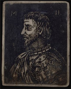 Buste af en skægget mand med udsmykket brystplade vendt mod venstre af Italian 16th Century