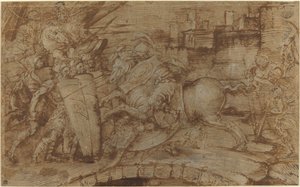 Horatius Cocles forsvarer Rom af Italian 16th Century or Master of the Victoria and Albert Diableries