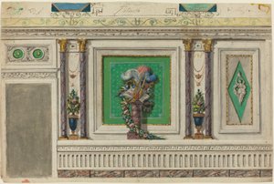 Design til en væg i et musikrum [recto] af Italian 18th Century