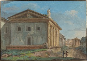 Tempio della Fortuna Virile med Tempio di Vesta i det fjerne af Italian 18th Century