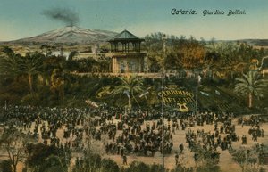 Bellini Garden, Catania, Sicilien. Postkort sendt i 1913. af Italian Photographer
