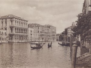 Canal Grande E Palazzo Browning (s/h-billede) af Italian Photographer