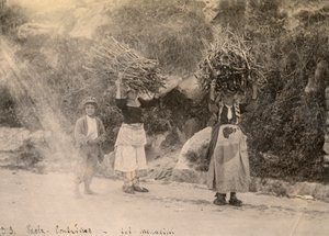 Bønder, der bærer træbunker på hovedet, Paola, Calabrien, foto af Leopoldo Menarini, ca. 1910 af Italian Photographer
