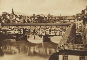 Firenze / Firenze: Udsigt over Lungarno med broerne, Vecchio, S Trinita, Carraia og di Ferro alle Cascine (s/h foto) af Italian Photographer