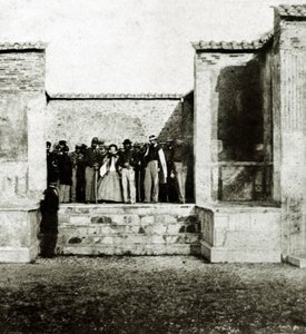 Giuseppe Garibaldi med Giuseppe Fiorelli på besøg i Pompeji af Italian Photographer