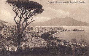 Napoli - Napoli, Panorama fra Vergils grav (s/h foto) af Italian Photographer