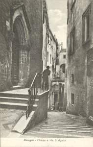 Perugia: Kirke og Via S. Agata (s/h-foto) af Italian Photographer