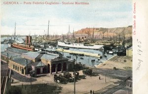 Ponte Federico Guglielmo og færgeterminal, Genova af Italian Photographer