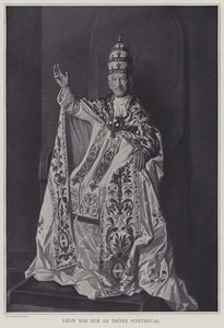Pave Leo XIII på den pavelige trone (s/h foto) af Italian Photographer
