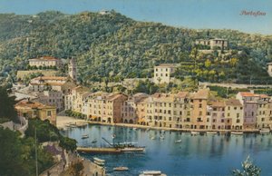 Portofino, Italien. Postkort sendt i 1913.
