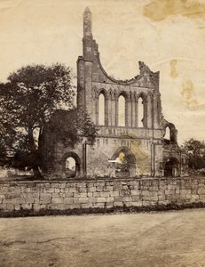 Ruinerne af Byland Abbey, set fra nordvest, Storbritannien, omkring 1890 af Italian Photographer