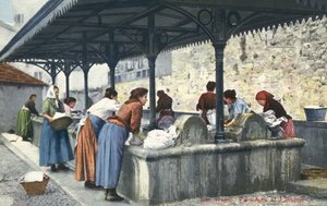 San Remo, Italien, kvinder vasker tøj af Italian Photographer