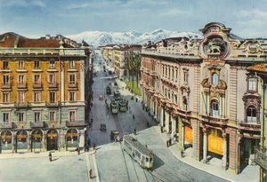Torino - Piazza Solferino og Via Cernaia (farvefoto)