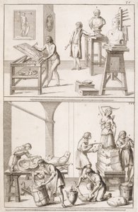 Et billedhuggeratelier, ca. 1800 af Italian School